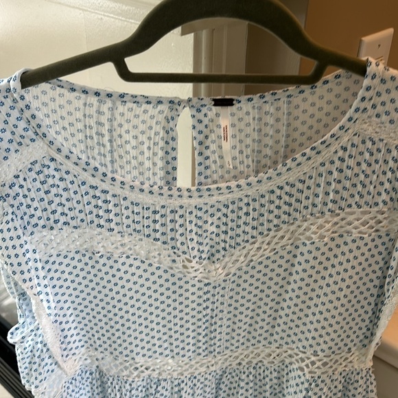 Free People Retro Kitty Crochet Lace Accent Floral Shift Mini Dress Size Small - Picture 4 of 14